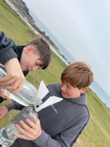 Oscar and Friend Filling Water Rocket