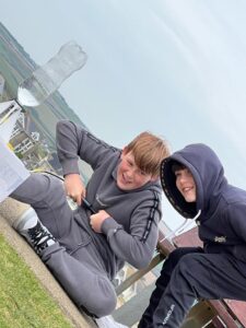 Oscar and Friend with Water Rocket - Excited Face